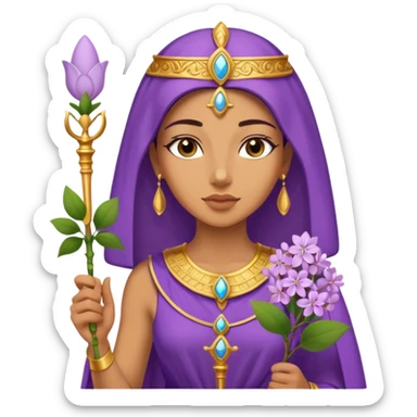 woman, Egypt, lilac flower, scepter sticker