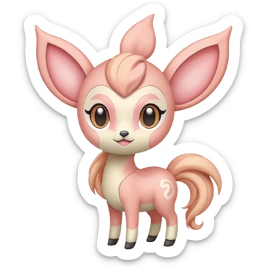 Pastel Pink-Peach Soft-Cream Rosy-Glossed Cute Round Meloetta-Trico-hybrid-animal-creature (full body) sticker