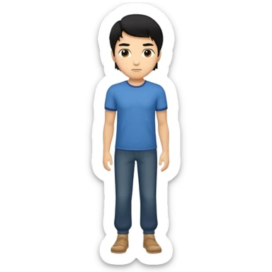 The man black hair and black eyes full body sticker