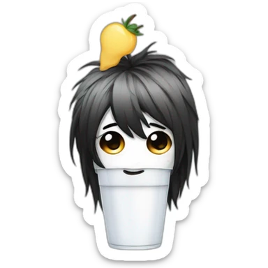 Sad emo Yogurt with black emo hair sticker