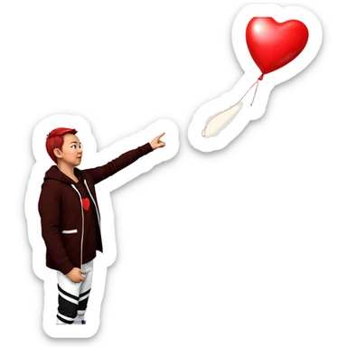 boy with heart balloon sticker