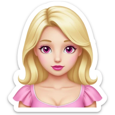 Chica rubia y blanca con ropa rosada y coquette  sticker