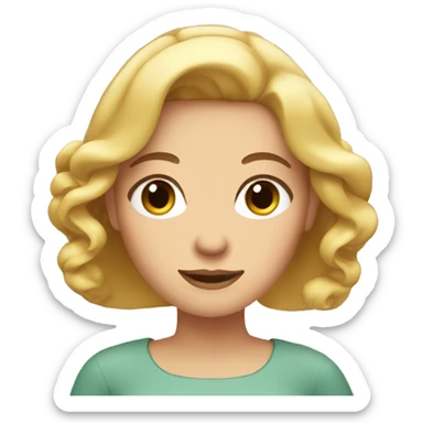 Autumn blonde Girl with brown eyes and a croissant between her hands  sticker