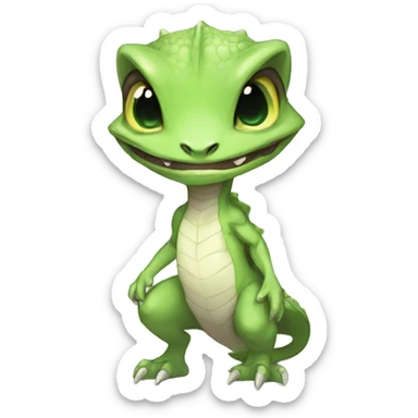 Chibi, White, Anthro-Sona-Lizard-Alien-Fakémon, Full Body sticker