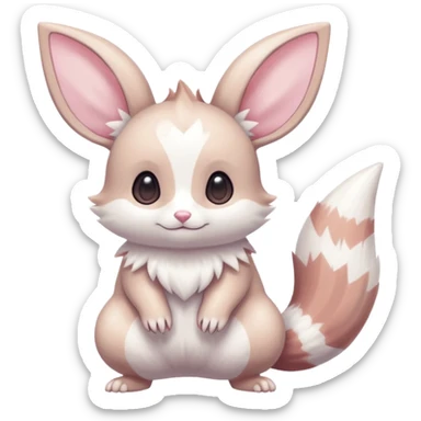 Kawaii Shiny Colorful Pastel White Silvery Albino Minccino-Furret-Eevee-fusion Full Body sticker
