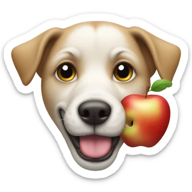 A dog with an apple in its mouth sticker
