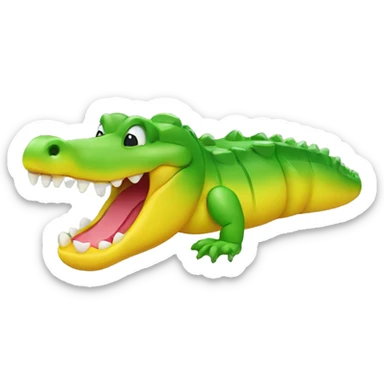 Emoji of a face of a green and yellow gummy alligator sticker