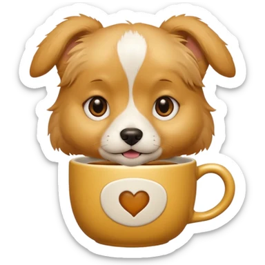 dog  holding ah tea cup sticker