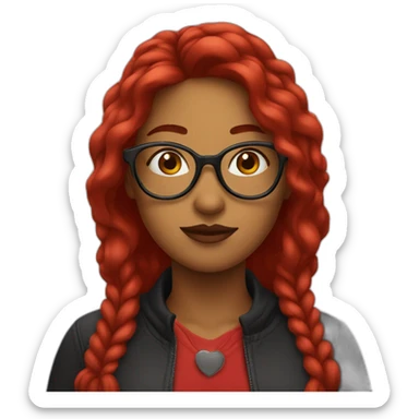 red woman with glasses kiss sticker