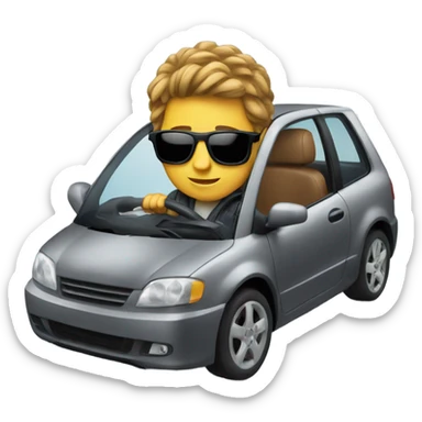 A cool boy driving a car sticker