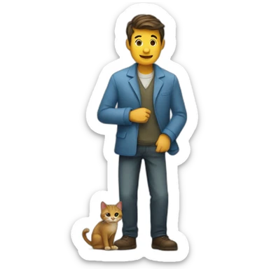 Un homme embrasse un chat sticker