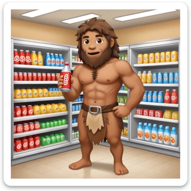 caveman in a convenience store sticker