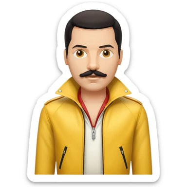 Freddie Mercury with mustache and yellow jacket sticker