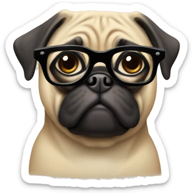 Pug wearing glasses sticker