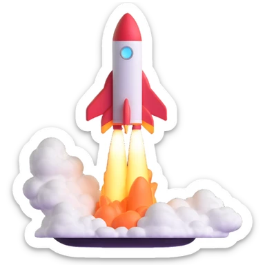 rocket ship blasting off sticker