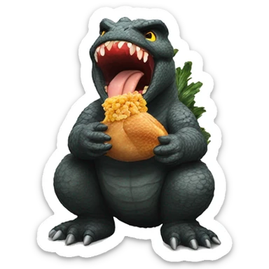 Godzilla eating a cooked chicken sticker