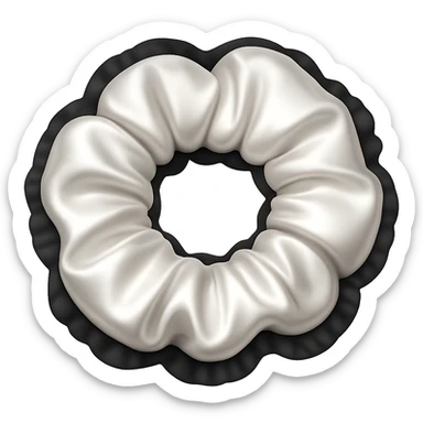 Make the fluffy white scrunchie look silkier in the style of emoji art, with no background. sticker