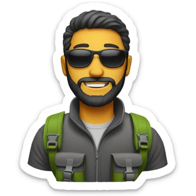 Man with sunglasses and beard backpacking  sticker