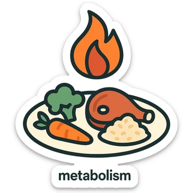 fiamma su cibo, metabolismo  sticker