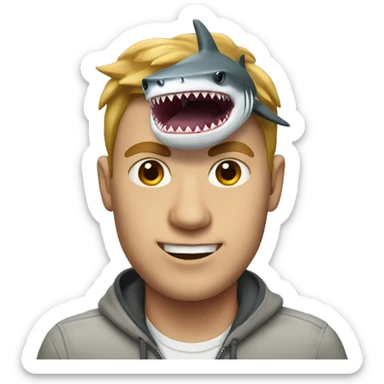 guy with a shark head sticker