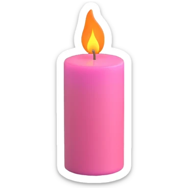 Draw a pink candle with a flame on it at an angle of 15 degrees from the horizontal. sticker