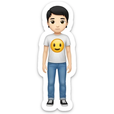 light skin black hair boy full body sticker