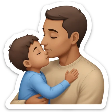 Father giving his child a gentle kiss on the forehead, family love sticker