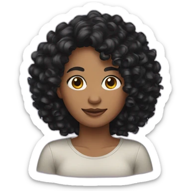 Women black curly hair sticker