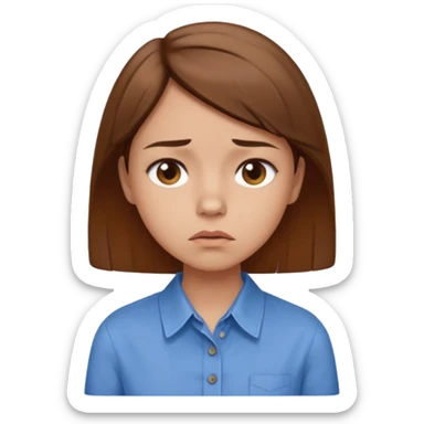 girl in a blue button-up shirt looking disbeleiving sticker
