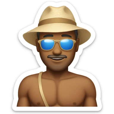 Tan man on the beach sticker