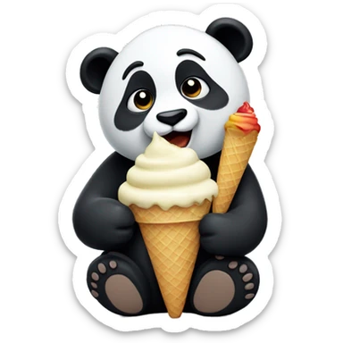 Panda eating ice cream sticker