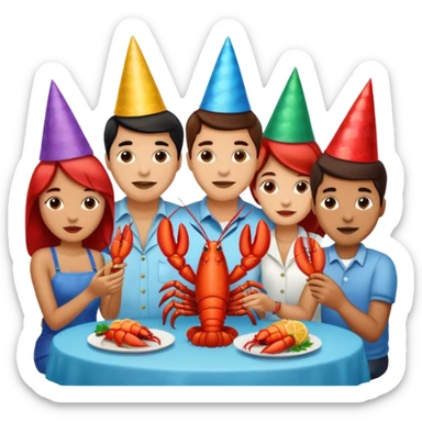 To many people eating lobster at a family party sticker
