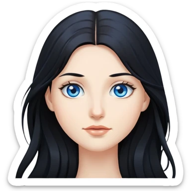 Posing long black hair blue eyes beautiful  sticker