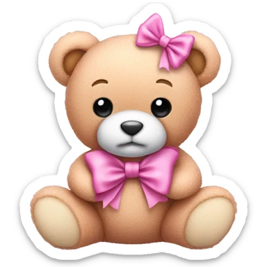 pink bow teddy bear solo sticker