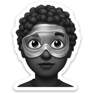 monochrome portrait of a boy with sky mask  sticker