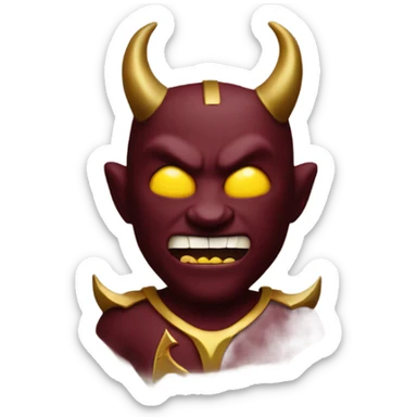 Maroon and gold devil with gold trident sticker