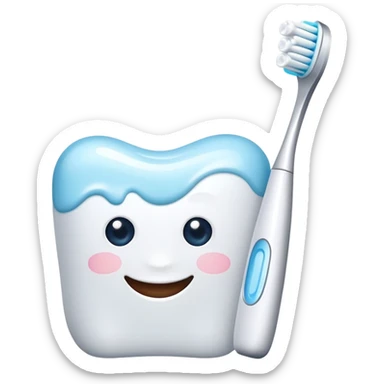 toothbrush with toothpaste and sparkling clean teeth, simple and cute sticker