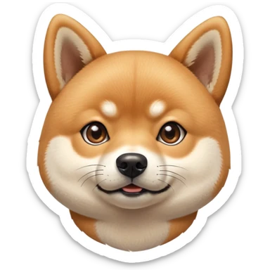 cute Shiba Inu dog confused with a playful, side-eye expression and a tilted head. The dog has light brown fur, big round eyes, and a soft smirk sticker