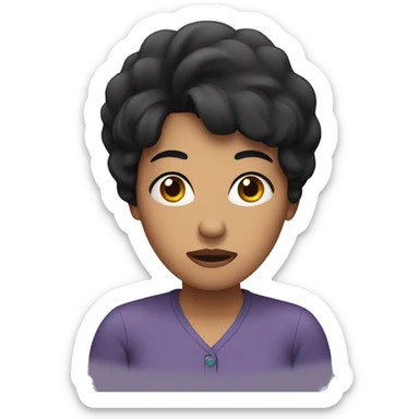 woman with black hair looking worried sticker