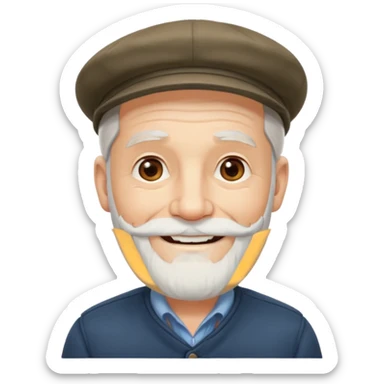 Old man white beard wearing a flat cap sticker