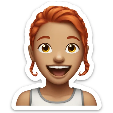 girl with red hair and septum piercing laughing  sticker