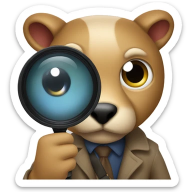 Make  cartoon animal holding detective lens sticker