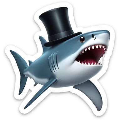 Shark with a top hat sticker