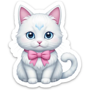 White cat with pink bow sticker