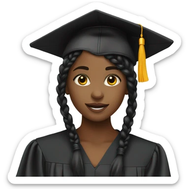 black girl with black braids with a graduation cap on sticker
