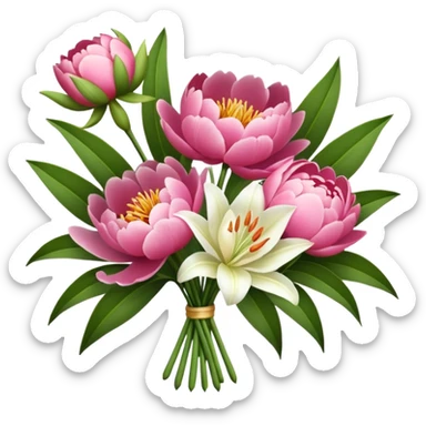 Peony and lily bouquet  sticker