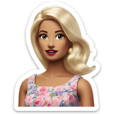 US president jasmine ken in Barbie style, oil paint, mysterious eyes, intricate lips, masterpiece portrait, odd perspective, beautiful, desirable, logical, midsommar, ikea sticker