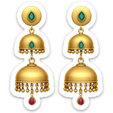 A small beautiful jhumka pair in golden color with very few stones sticker