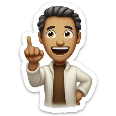 somone projecting their voice saying "boo" with a thumbs do sticker