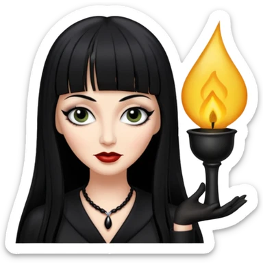morticia addams com franja sticker